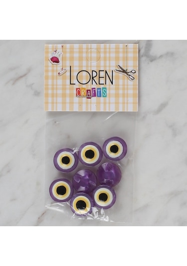 Loren Crafts Mor 8 Li Nazar Boncuğu Düğme - 169