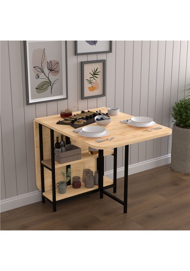 Metal Ayaklı Katlanır Mutfak Masası Km-31 Safir Meşe Safir Meşe