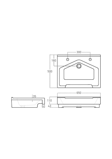 Seramik Kuaför Lavabosu 65 Cm Siyah Erkek Kare Lavabo Siyah