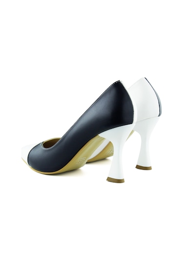 Erkan Saçmacı Jatqılı Plus Lacivert Beyaz İnce Kadeh Topuklu Klasik Ayakkabı Lacivert