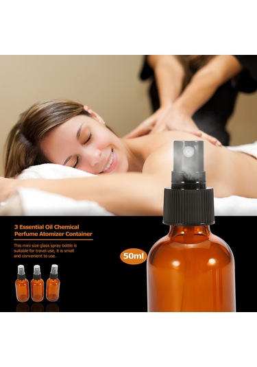 Teltree "3'lü Kehribar Cam Sprey Şişesi - 50ml İnce Sis Püskürtmeli Seyahat Kolaylığı"