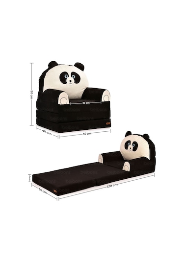 Portatif Katlanabilir Sevimli Çocuk Koltuğu - 3 Katlı Çocuk Yatak Koltuk - Taşınabilir Bebek Koltuğu Siyah