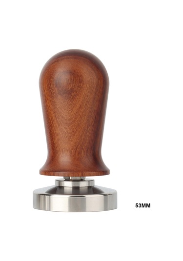 Wezone 53mm Gıda Seviyesi Paslanmaz Çelik Kahve Tamper, Ahşap Kollü Sabit Basınçlı, Dikey Pres, Espresso İçin Ev Baristaları Kahverengi