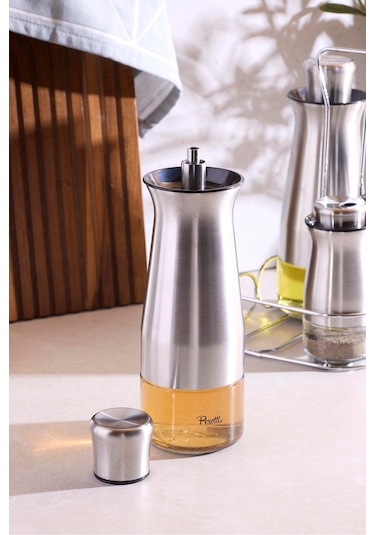 Inox 4'lü Standlı Yağlık-sirkelik Takımı Seffaf Şeffaf