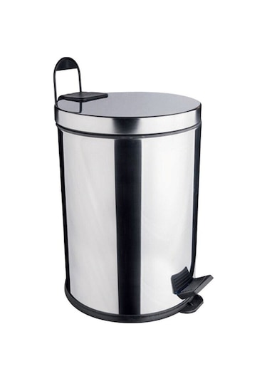 Çelik 8 Litre Pedallı Çöp Kovası Ss 430 Kalite Gri
