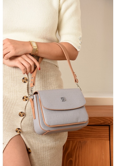 Just Polo Yeni Sezon Kolon Askılı 4 Bölmeli Kadın Omuz Çantası Ve Cüzdan Kombini Pbu217402 Gri Taba Gri -Taba