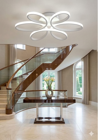 Lzy Avize Store Yonca 6 Lı Beyaz Plafonyer 3 Renk Kumandalı Salon, Mutfak, Çocuk Odası İçin Modern Led