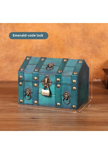 Zümrüt-kilitli Ahşap Saklama Kutusu, Ev Şeklinde, Kilitli A
