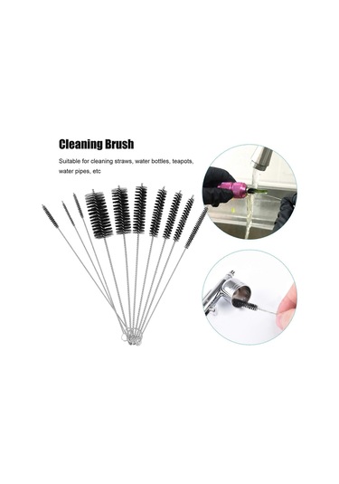 10 Adet Temizleme Fırçası + 1 Adet Sarımsak Presi Zencefil Ezici Ezici Seti Ev Mutfak Aksesuarı Siyah