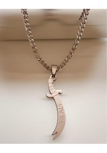 Hz. Ali Temalı Çelik Kararmaz Erkek Kolye 65cm