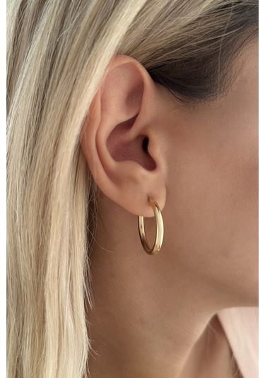 Fiyonk Kuyumculuk 14 Ayar Altın Silindir Halka Küpe 1 001