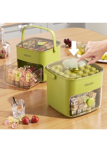 Snapbuy Büyük Kapasiteli Buz Kalıbı, 48 Bölmeli, Bastırmalı Pratik Tasarım, Ev Tipi Buzluk İçin Uygun Yeşil