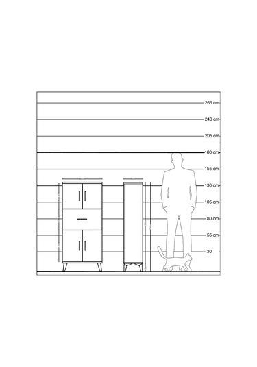 Hyperion Dolap Tek Raflı Tek Çekmeceli 4 Kapaklı 60x44x134 Çam-antrasit Atlas Çam