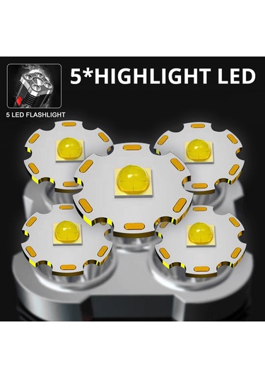 Neevoyu 5 Led Şarj Edilebilir El Feneri - 4 Işık Modlu, Kamp Ve Acil Durumlar İçin Taşınabilir Çalışma Lambası Altın