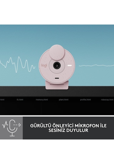 Logitech Brio 300 Full HD Webcam - Pembe 960-001448