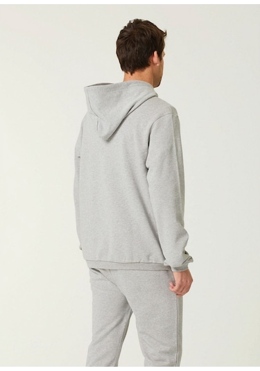 Unisex Oversize Dert Baskılı Kapüşonlu Sweatshirt Gri
