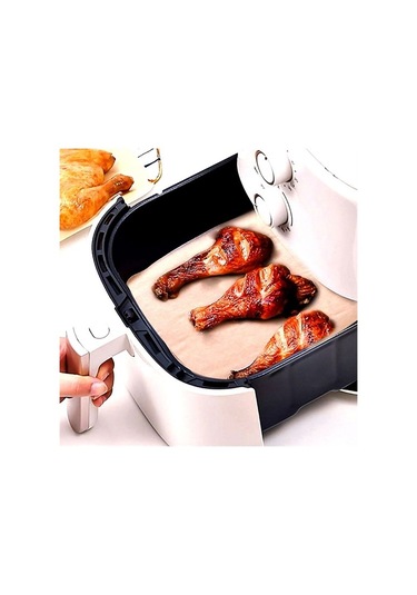 50 Adet Air Fryer Pişirme Kağıdı Tek Kullanımlık Yağ Su Geçirmez Yapışmaz Deliksiz Düz Kare Model 5250