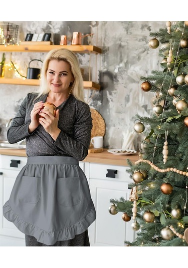 Kadın Bel Önlükleri Beyaz Cepli Yarım Garson Ev Garson Kamuflaj, Diğer