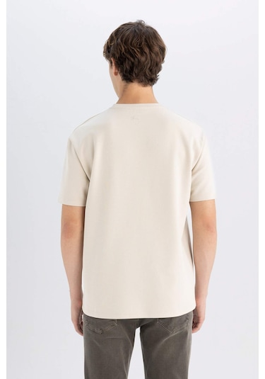 DeFacto Regular Fit Bisiklet Yaka Baskılı Ağır Kumaş Kısa Kollu Tişört C6139AX24AUBG734