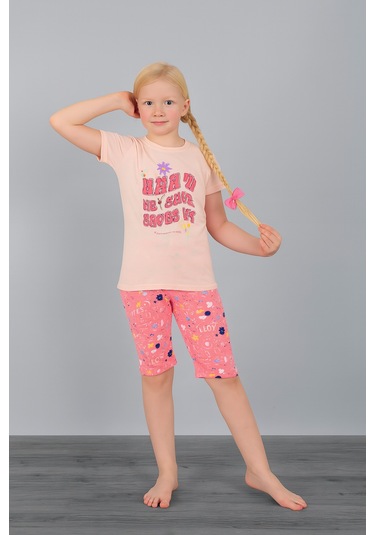 Kız Çocuk 3'lü %100 Pamuklu 1-2-3 Yaş Pijama Takımı Model:130 Çok Renkli