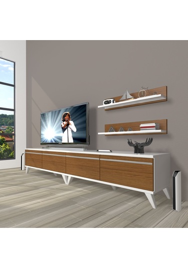 Decoraktiv Eko 220t Mdf Retro Tv Ünitesi Tv Sehpası Beyaz - Ceviz