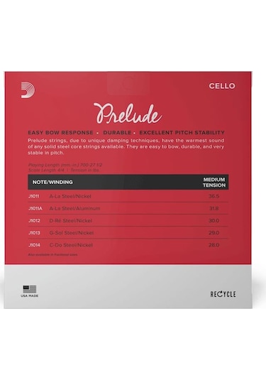 D'addario J101044m-b10 Prelude Çello Tel Seti 4/4 - 10'lu Paket