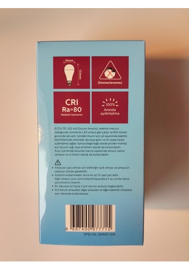 Ecolite Led Şarjlı Ampul A65 9w 3000k E27