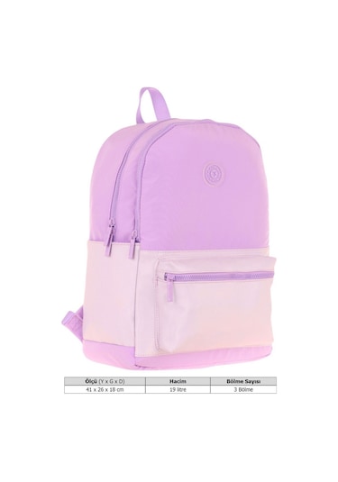 Kaukko Cube Üç Bölmeli Kız Çocuk Mor Okul Çantası - K1821 Mor