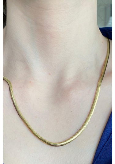 Zümrüt Sarraf 14 Ayar Yeşil Altın Kadın Tondo Ezme Zincir Kolye N11.47503