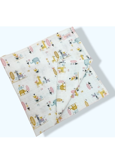 Bezhane Çok Amaçlı Bebek Müslin Bezi Battaniye 72 Cm X 72 Cm Çok Renkli