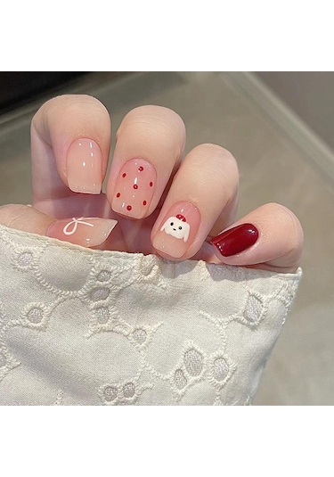 Takma Tırnaklar Pembe Takma Tırnaklar Rozet Tırnak Sanatı Çıkarılabilir Tırnaklar Fransız Yama Takma Tırnaklar