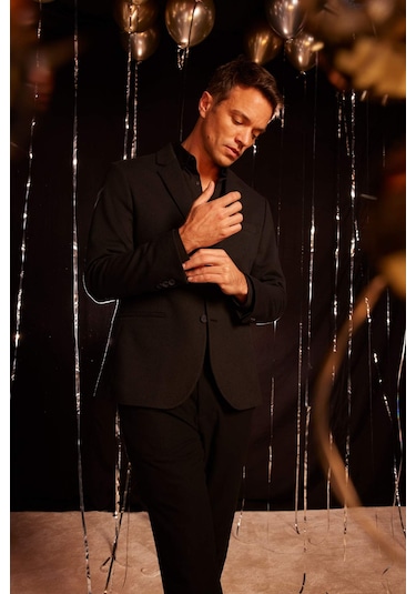 DeFacto Slim Fit Dar Kesim Astarlı Düğmeli Blazer Ceket N0503AZ25SPBK27