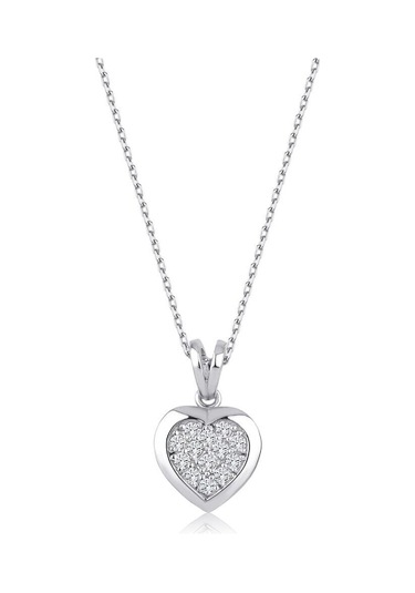 0.14 Karat Pırlanta Kalp Trend Kolye T13561 Beyaz