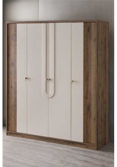 Megan Oda Takımı - 4 Kapaklı Dolap, Çalışma Masası, Şifonyer, Kitaplık, Komodin Çok Renkli