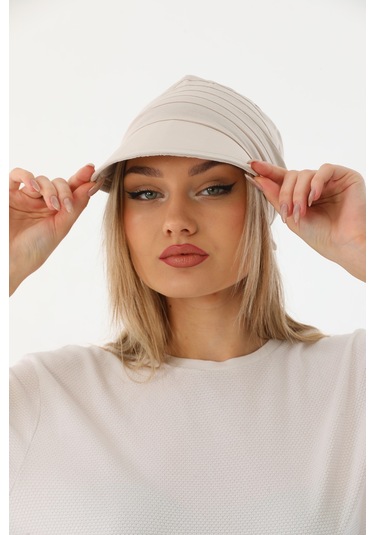 Safari Bağlamalı Bej Siperli Bandana Vizör Bej