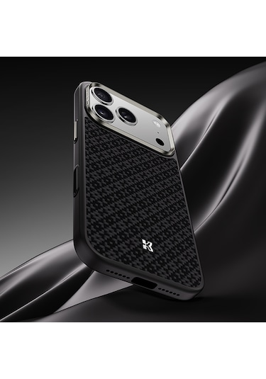 Apple Uyumlu iPhone 17 Pro Max Kılıf M-safe Özellikli Benks Armorpro Armorgrid Serisi Kevlar Kapak Siyah Siyah