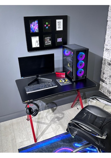 Heygaming2 Profesyonel Oyuncu Masası Siyah Kırmızı 110 Cm