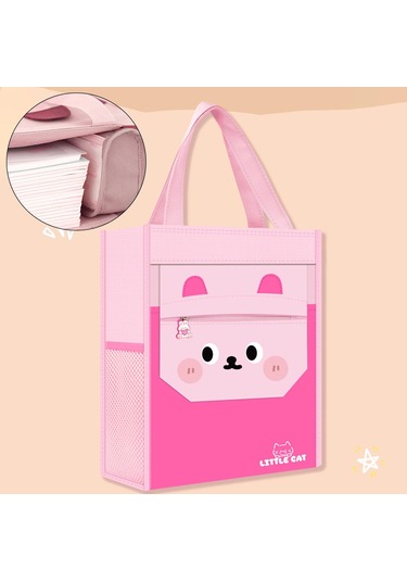 Suntek El Çantası Sevimli Üst Saplı Cepli Çocuk Tote İş Pembe