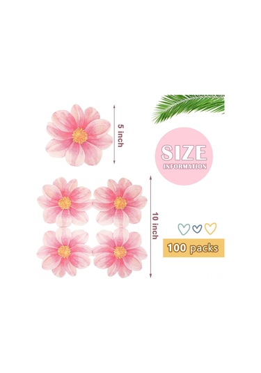 Folinda 100 Adet Pembe Gül Şekilli Tek Kullandım Kokteyl Peçetesi - Düğün, Doğum Günü, Parti Dekorasyonu Servis Malzemesi Pembe