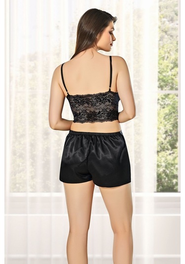 Alissa 8620 Kadın Çeyizlik Saten 6'lı Set-siyah Siyah
