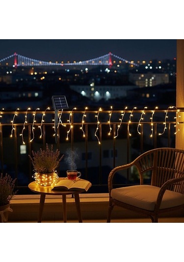 Kenpazar Güneş Enerjili Balkon Bahçe Peri Led 20 Metre S-20 Çok Renkli