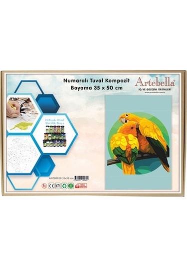 Artebella Numaralı Tuval Kompozit Boyama Antb0010 "Papağan" 35X50