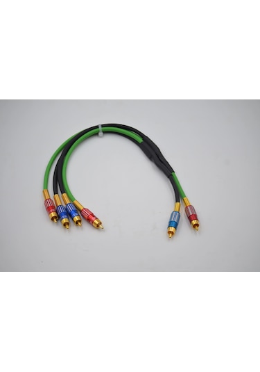 Bakır Amfi Rca Kablosu 50cm - 2 Giriş 4 Çıkış Anfi Rca Kablosu - 50cm - El Yapımı Tam Bakır - 50 Cm