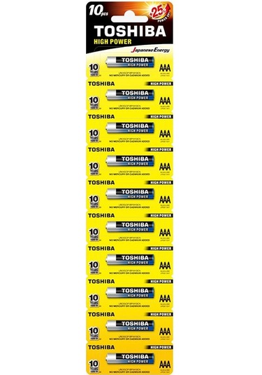Toshiba High Power Serisi Alkalin AAA İnce Kalem Pil 10'lu