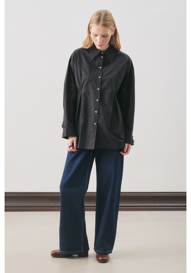 Parçalı Tasarım Gömlek Siyah Siyah