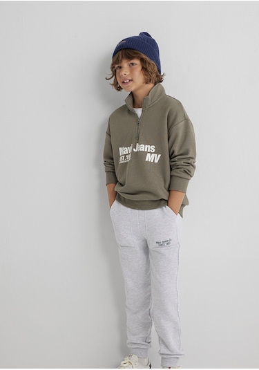 Mavi - Yarı Fermuarlı Haki Sweatshirt 6s10142-86961 Yeşil