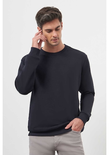 Morven Erkek Lacivert Basic Bisiklet Yaka Sweat-shirt 25ks063005200 Lacivert Lacivert