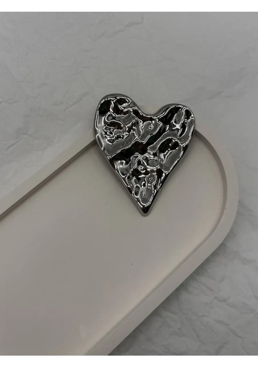 Best Price 34 Elbise Ve Ceket İçin Şık Kalpli Bijuteri Toka 342231421 Gri