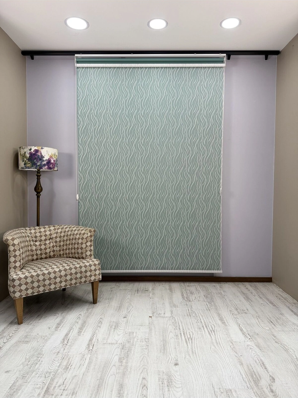 Eva Serisi Su Yolu Desenli Çift Mekanizmalı Petrol Yeşili Perde Petrol Yeşili