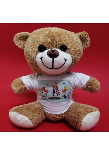 Tişörtlü Kahverengi Peluş Ayıcık Çok Renkli